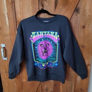 Carlos Santana Women's Size Small Black Crewneck Sweater with Santana Graphic